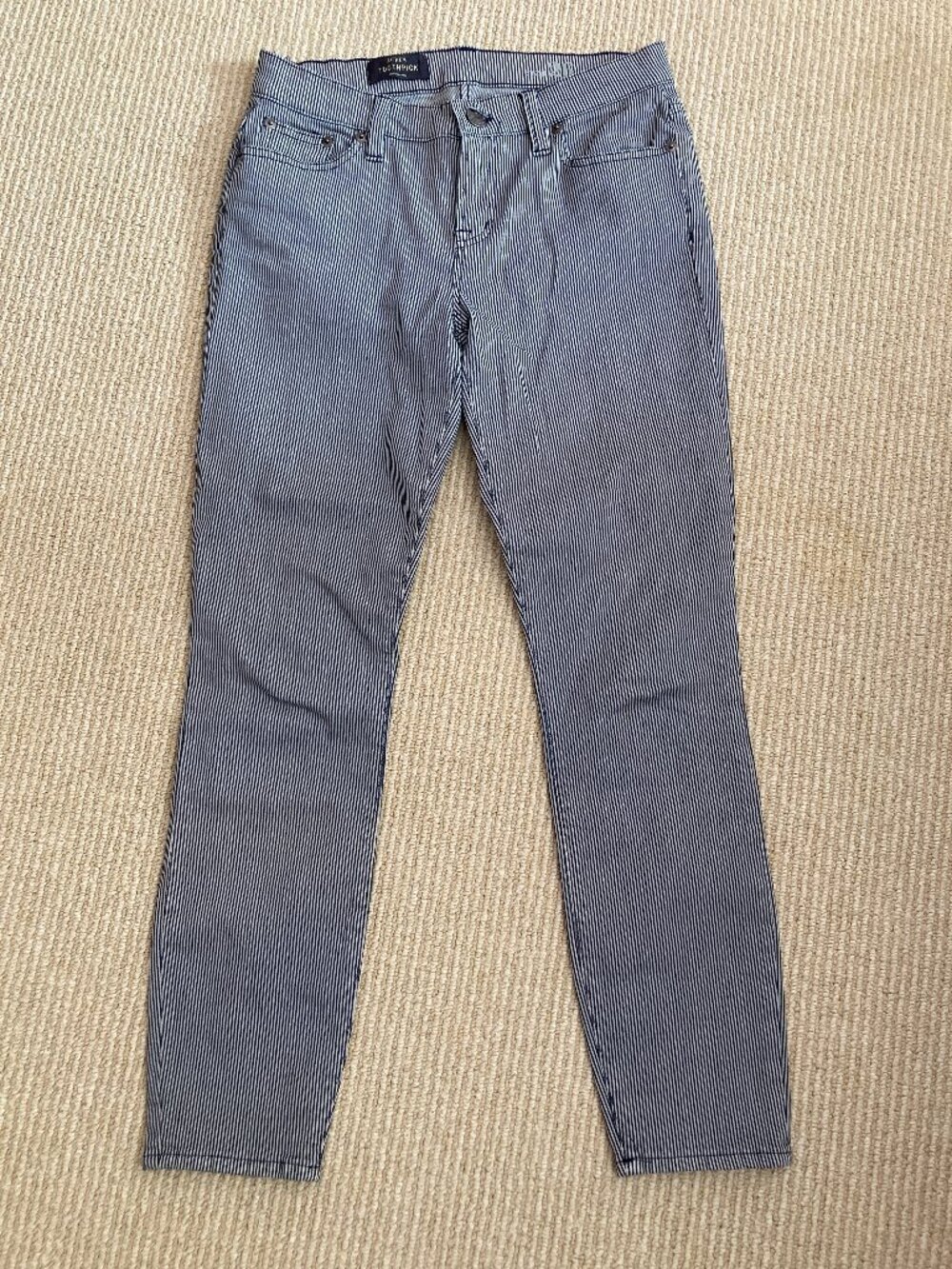 J. Crew Mid-Rise Toothpick Railroad Stripe Skinny Jeans Size 26